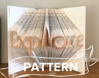 Explore o PADRÃO de arte de livro dobrado - Padrão de dobra de livro - presente de primeiro aniversário para ele ou ela - viajante mundial - presente para amante ao ar livre