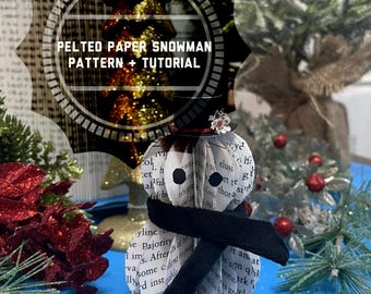 Molde e tutorial de boneco de neve de papel granulado - Bonecos de neve de dois tamanhos diferentes - Tutorial de enfeite de papel - Baixar arquivo