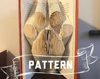 Padrão de arte de livro dobrado com pata de cachorro único - Escultura de livro - presente de primeiro aniversário para ele ou ela - presente de papel - livro origami