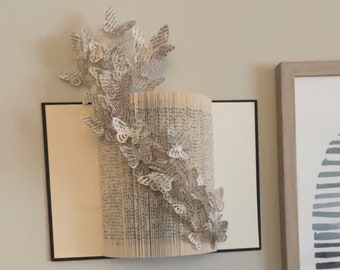 Butterfly House Book Sculpture - One book sculpture- Origami Book Wall Display - Paper Anniversary - Library Office Decor - Bookart