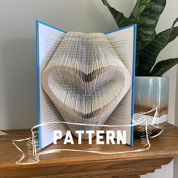 Inverted Heart Folded Book PATTERN- Book sculpture - first anniversary gift for him or her - Husband Wife Anniversary Date - Wedding Gift