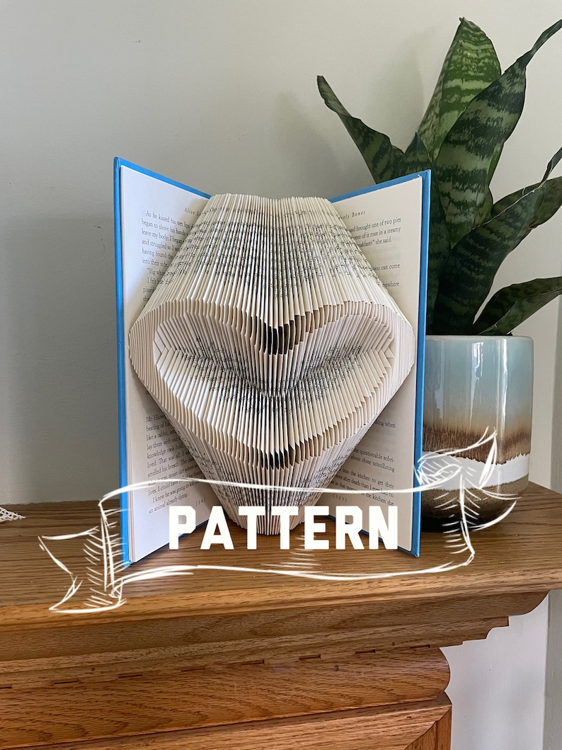 Inverted Heart Folded Book PATTERN Book sculpture first anniversary gift for him or her Husband Wife Anniversary Date Wedding Gift image 1