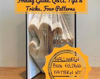 Kit de Halloween para iniciantes em dobradura de livros - 4 PADRÕES de livros dobrados - Escultura de livro - Halloween - Dobras de livro - Livros de origami