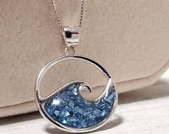 Ocean Wave Necklace, Hawaiian Jewelry, Beach Gifts, Christmas Gifts For Her, 925 Sterling SIlver