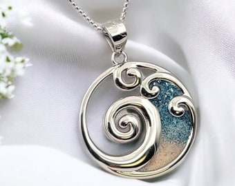 Wave Necklace, Hawaiian Jewelry, Beach Gifts, Beach Jewelry, Mothers Day Gifts, 925 Sterling Silver