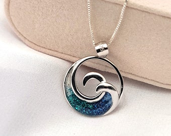 Hawaiian Jewelry, Wave Necklace, Beach Gifts, 925 Sterling SIlver