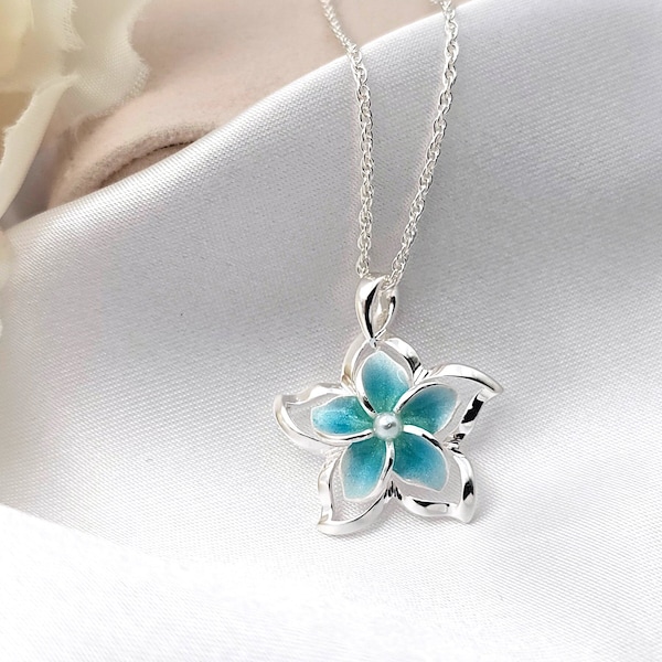 Plumeria Necklace, Hawaiian Jewelry, Flower Jewelry, 925 sterling silver