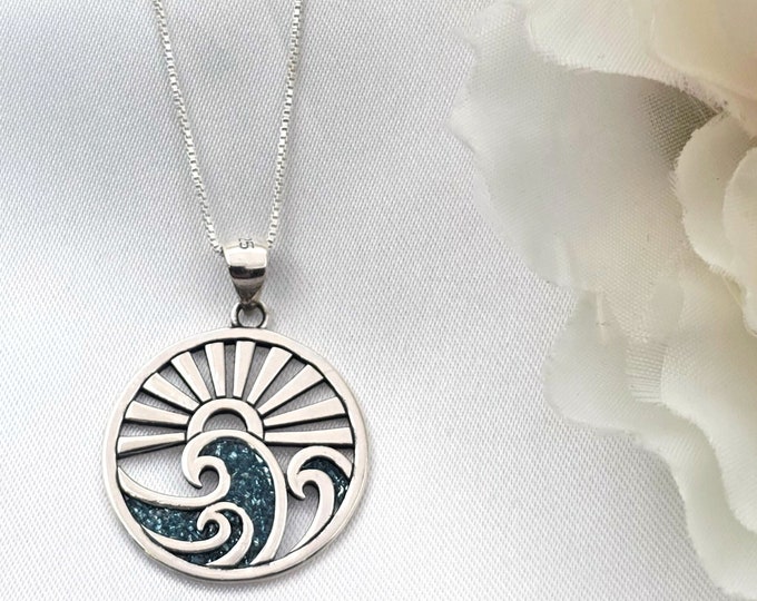 Wave Necklace, Ocean Inspired Jewelry, Hawaiian Jewelry, Beach Gifts, Gift For Her, 925 Sterling Silver