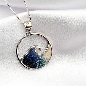 Ocean Wave Two Tone Necklace, Hawaiian Jewelry, Beach Gifts, Gifts For Her, 925 Sterling SIlver