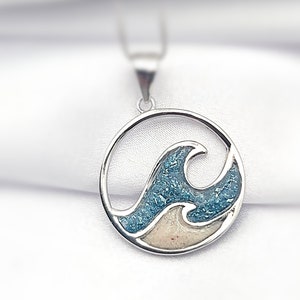 Ocean Wave Necklace, Hawaiian Jewlery, Beach Gifts, Surfer Girl,  925 Sterling Silver