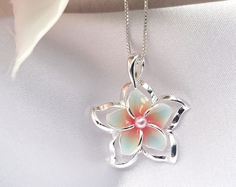 Plumeria Necklace, Hawaiian Jewelry, Flower Jewelry, 925 sterling silver