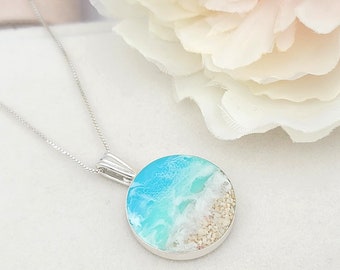 Sterling Silver Ocean Necklace: Bahamas Beach Sand Jewelry
