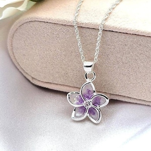 Plumeria Flower Necklace, Hawaiian Jewelry, 925 Sterling Silver
