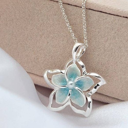 Plumeria Necklace Hawaiian Jewelry Flower Pendant 925 Etsy