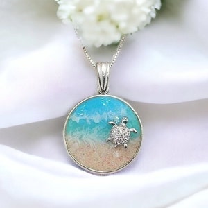 Sea Turtle Necklace, Ocean Necklace, Turtle Gifts, 925 Sterling Silver, Gifts For Her, Hawaiian Jewelry