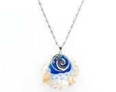 925 sterling silver seashell ocean wave resin necklace