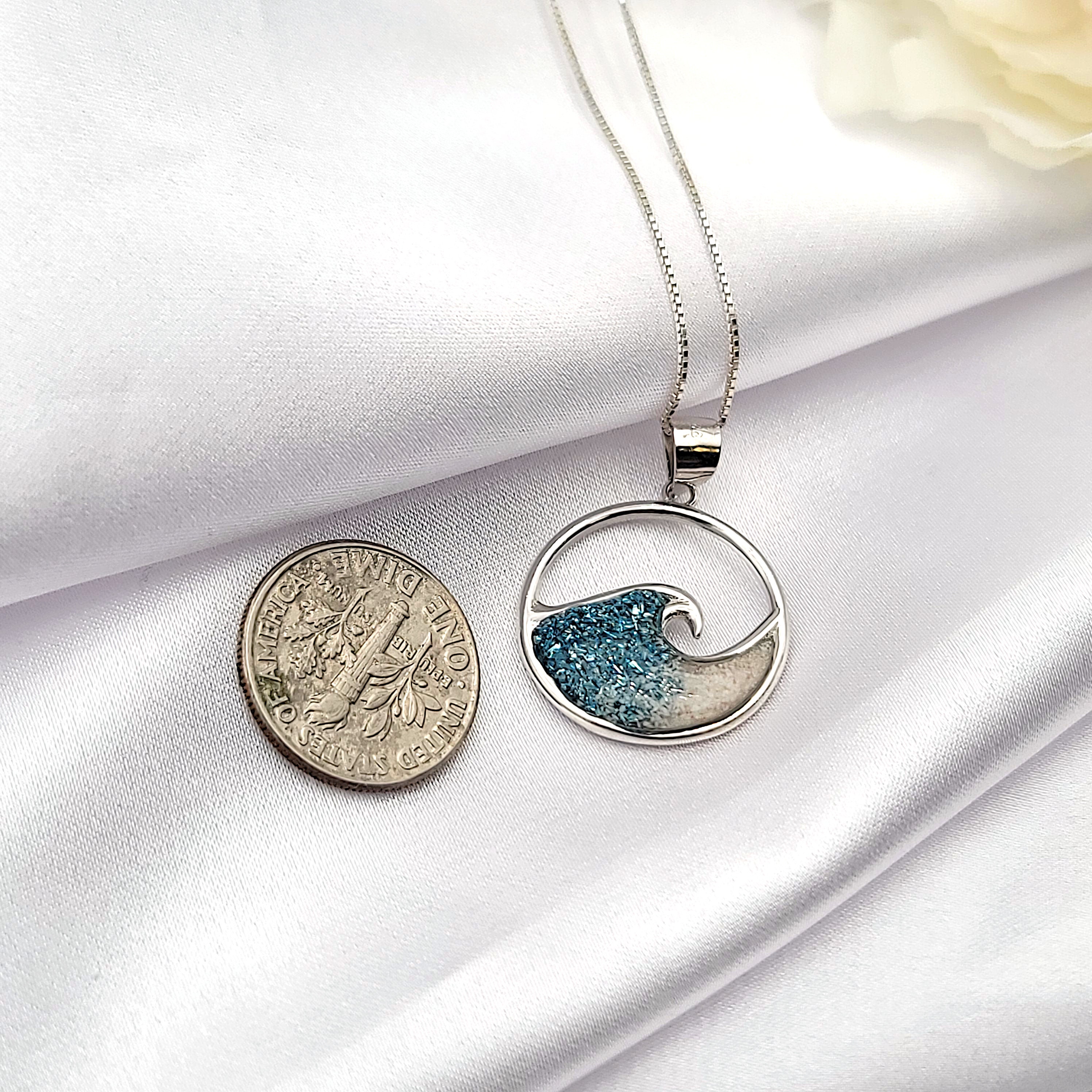 Wave Necklace, Sand Jewelry, Beach Jewelry, Beach Gift, 925 Sterling Silver - Thumbnail 6