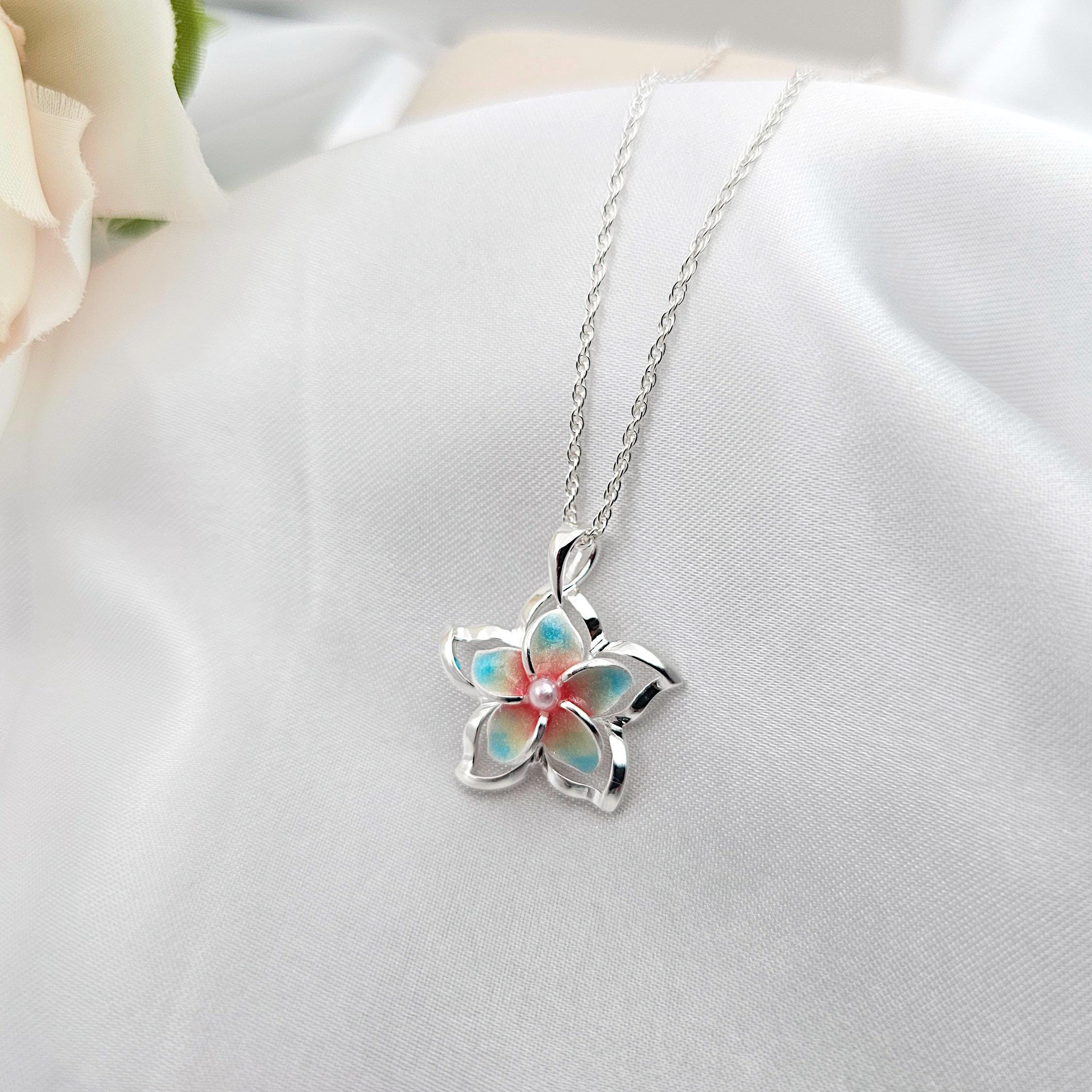 Plumeria Necklace, Hawaiian Jewelry, floral jewelry, 925 sterling silver - Thumbnail 3