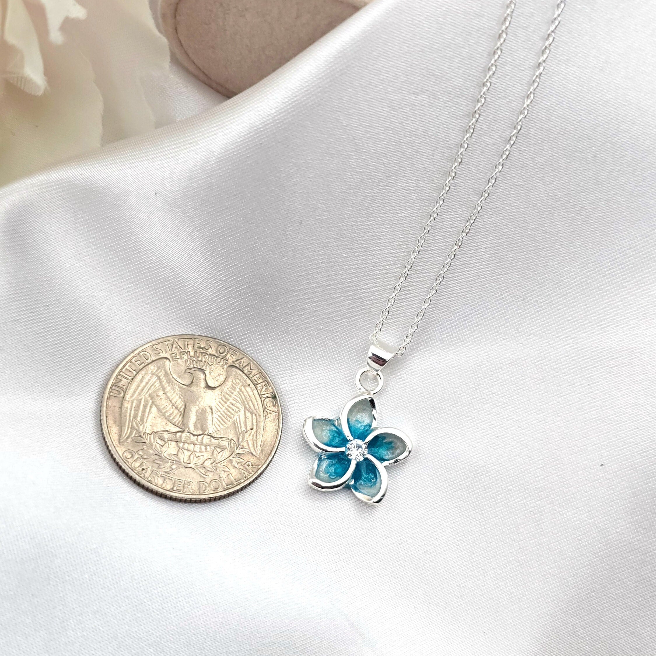 Plumeria Necklace, Flower Necklace, Hawaiian Jewelry, 925 Sterling Silver, Floral Jewelry, Gift for Her - Thumbnail 5