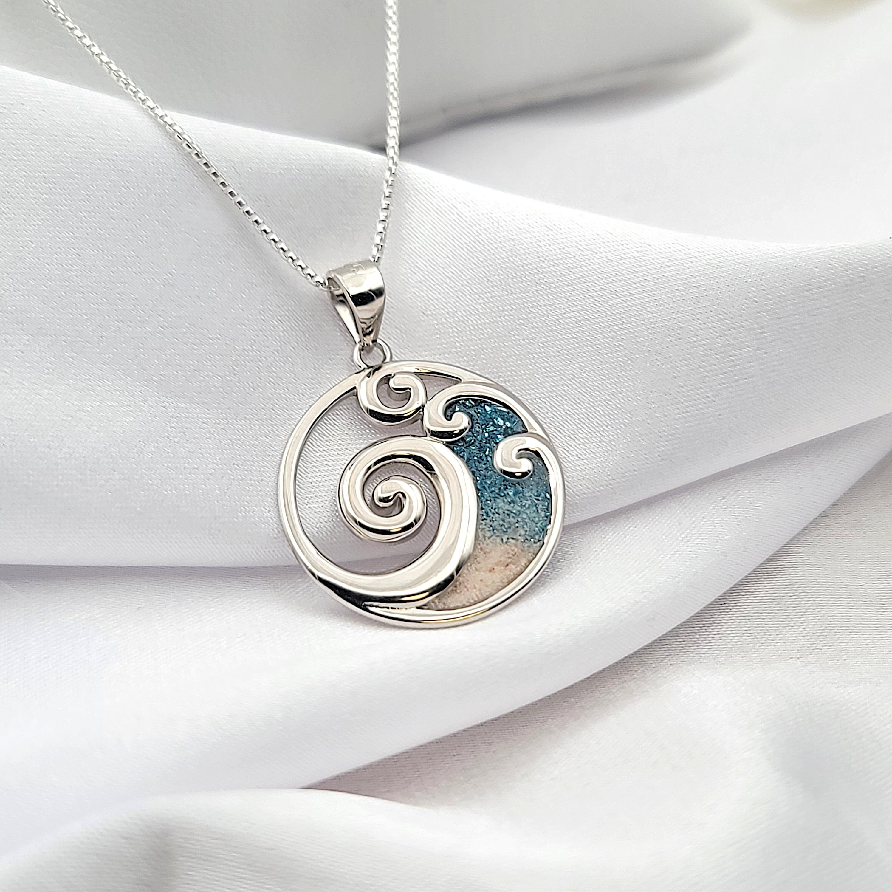 Wave Necklace, Beach Gift, Sand Jewelry, Hawaiian Jewelry, 925 Sterling Silver - Thumbnail 6