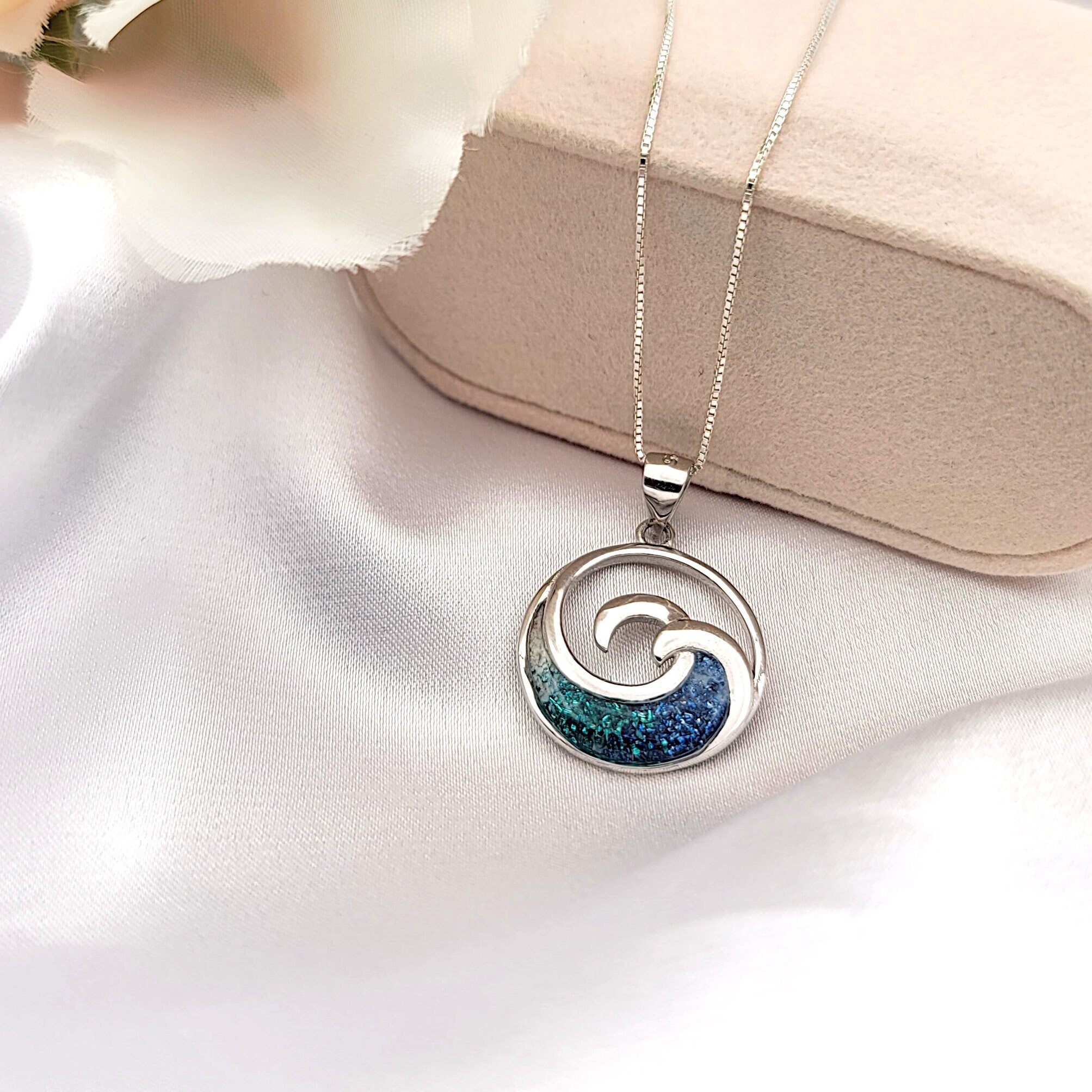 Hawaiian Jewelry, Wave Necklace, Beach Gifts, 925 Sterling SIlver - Thumbnail 2