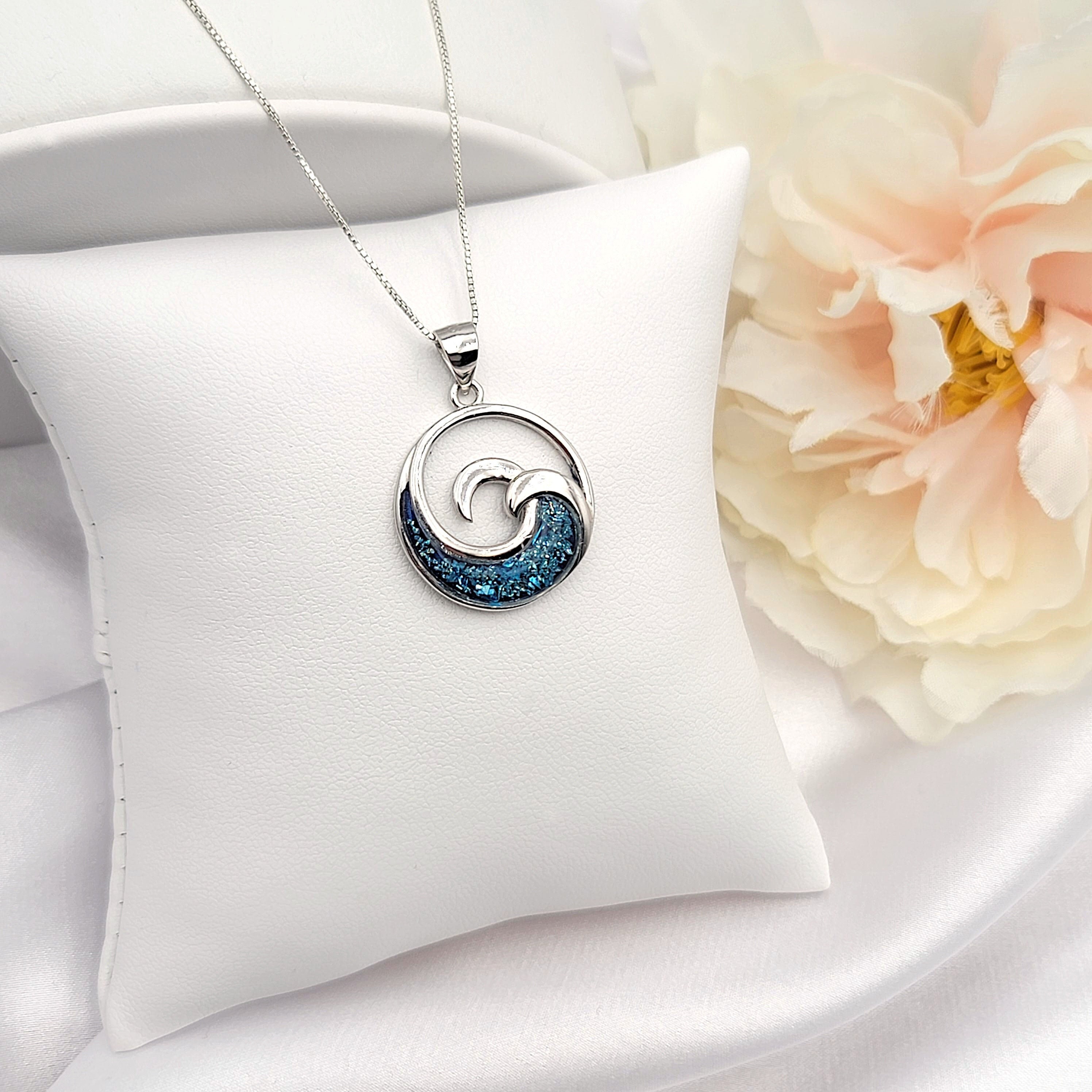 Wave Necklace, Ocean Inspired Jewelry, Hawaiian Jewelry, Beach Gifts, Gift For Her, 925 Sterling Silver - Thumbnail 3