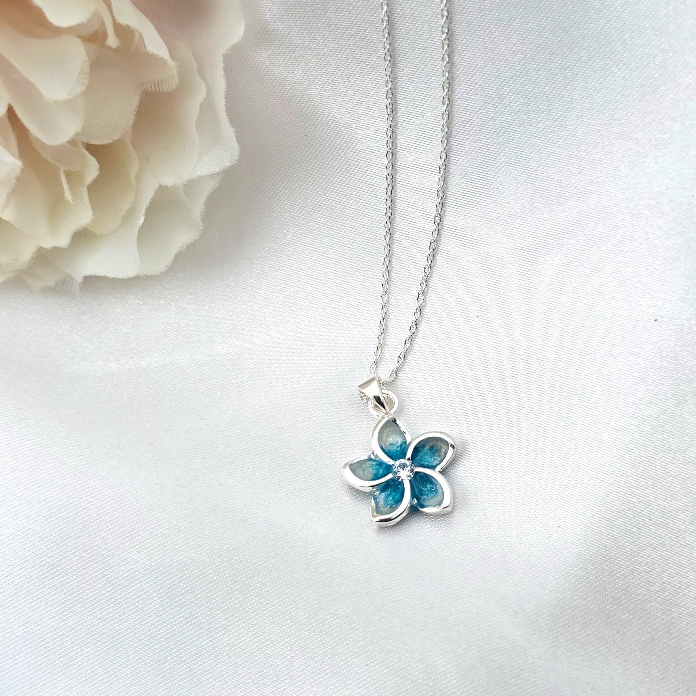 Plumeria Necklace, Flower Necklace, Hawaiian Jewelry, 925 Sterling Silver, Floral Jewelry, Gift for Her - Thumbnail 4
