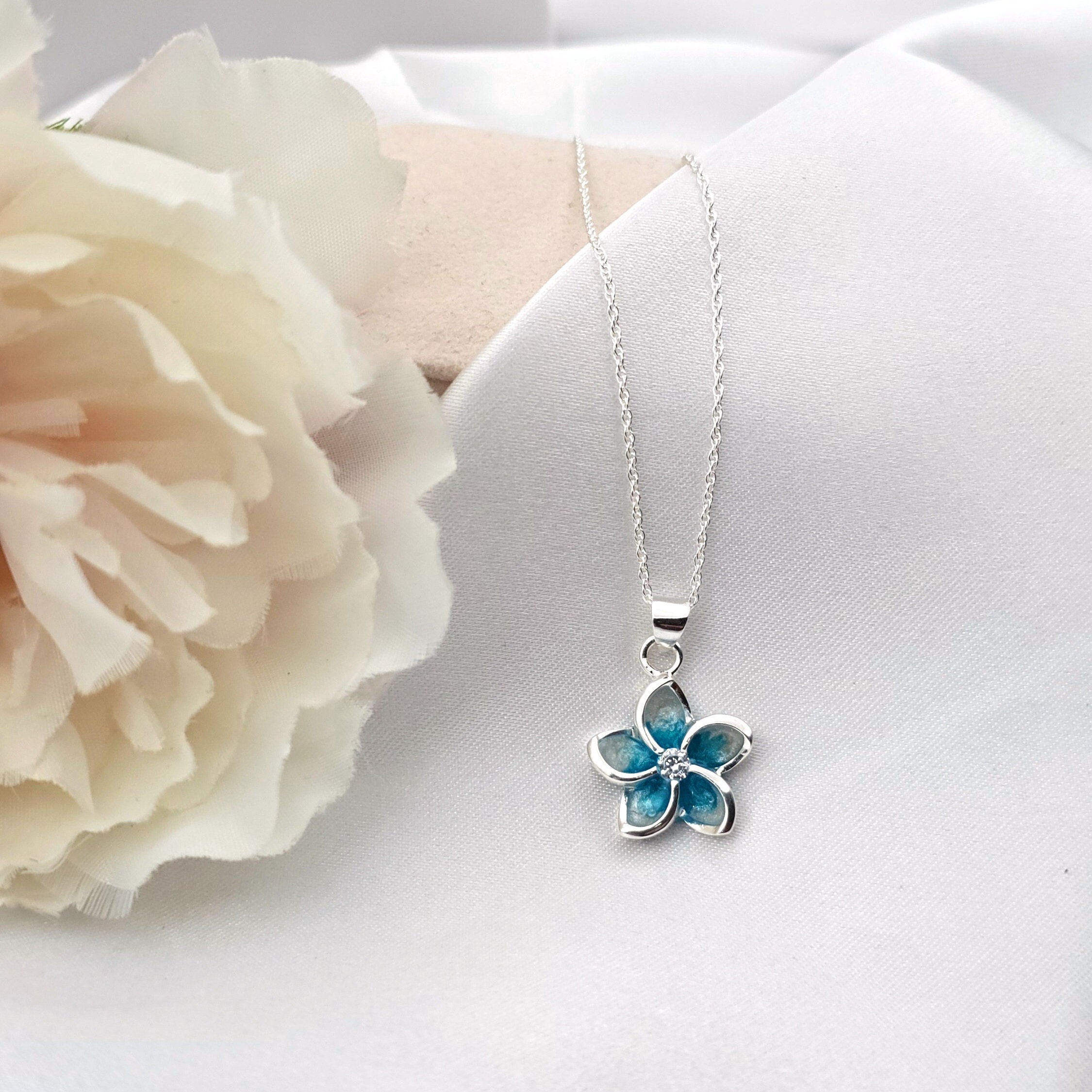 Plumeria Necklace, Flower Necklace, Hawaiian Jewelry, 925 Sterling Silver, Floral Jewelry, Gift for Her - Thumbnail 3