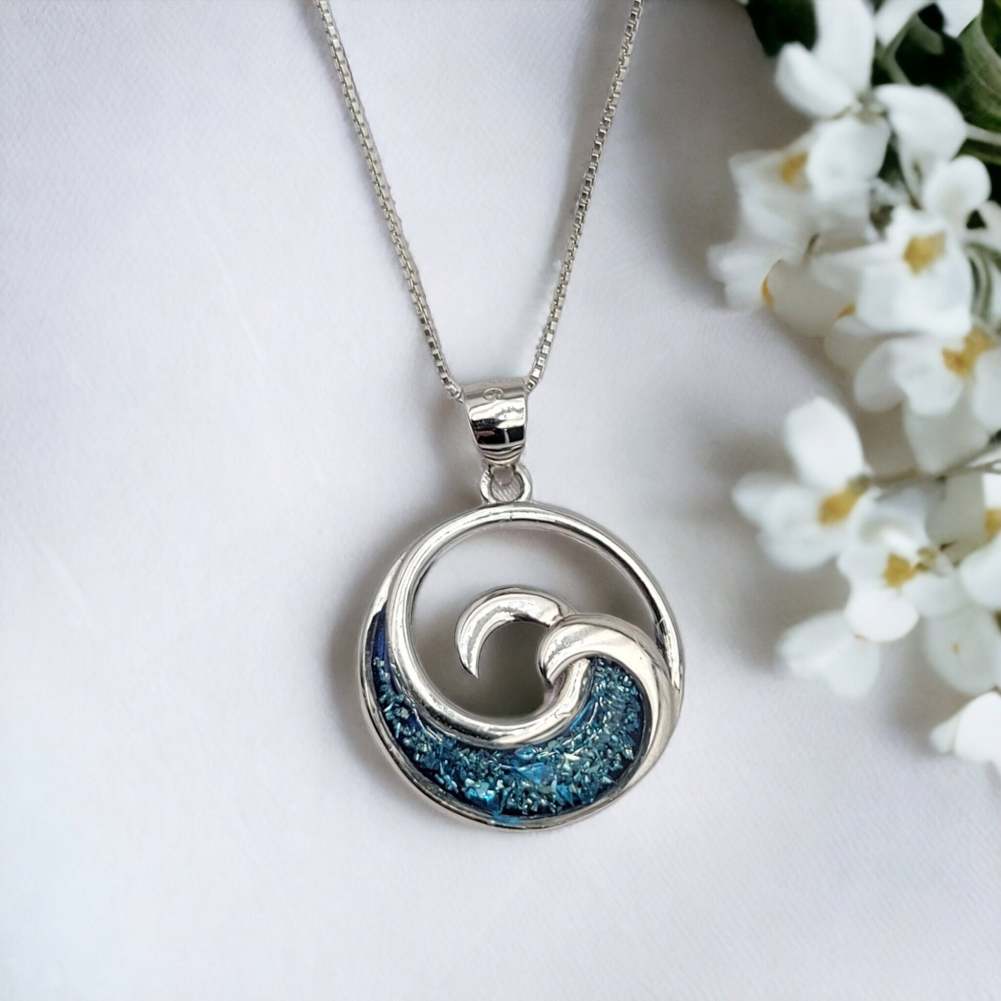 Wave Necklace, Ocean Inspired Jewelry, Hawaiian Jewelry, Beach Gifts, Gift For Her, 925 Sterling Silver - Thumbnail 4