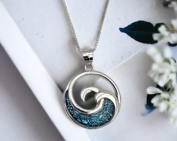 Wave Necklace, Ocean Inspired Jewelry, Hawaiian Jewelry, Beach Gifts, Gift For Her, 925 Sterling Silver