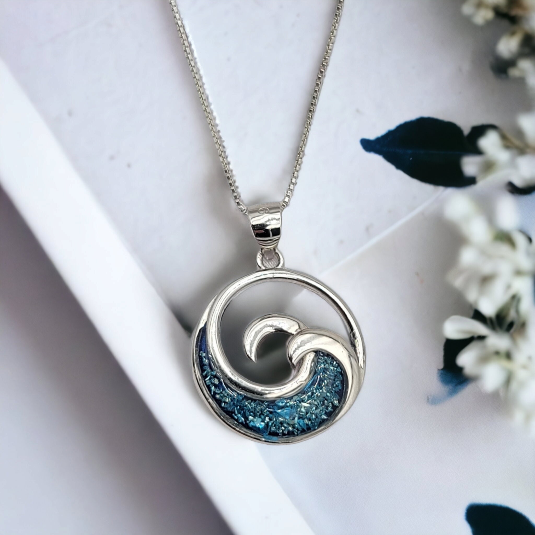 Wave Necklace, Ocean Inspired Jewelry, Hawaiian Jewelry, Beach Gifts, Gift For Her, 925 Sterling Silver - Image 1