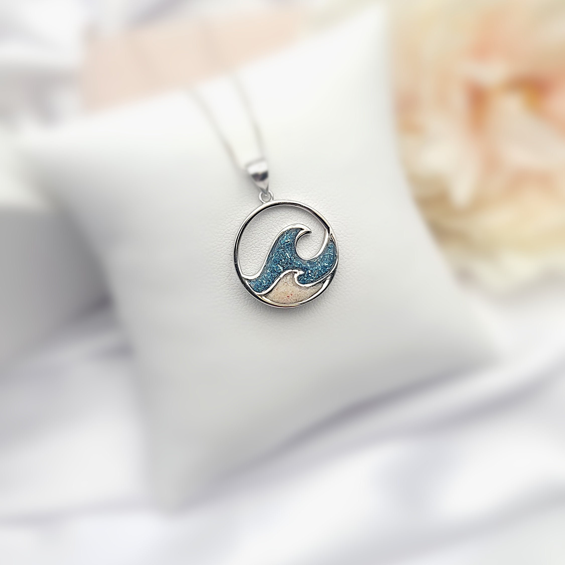 Ocean Wave Necklace, Hawaiian Jewlery, Beach Gifts, Surfer Girl,  925 Sterling Silver - Thumbnail 2