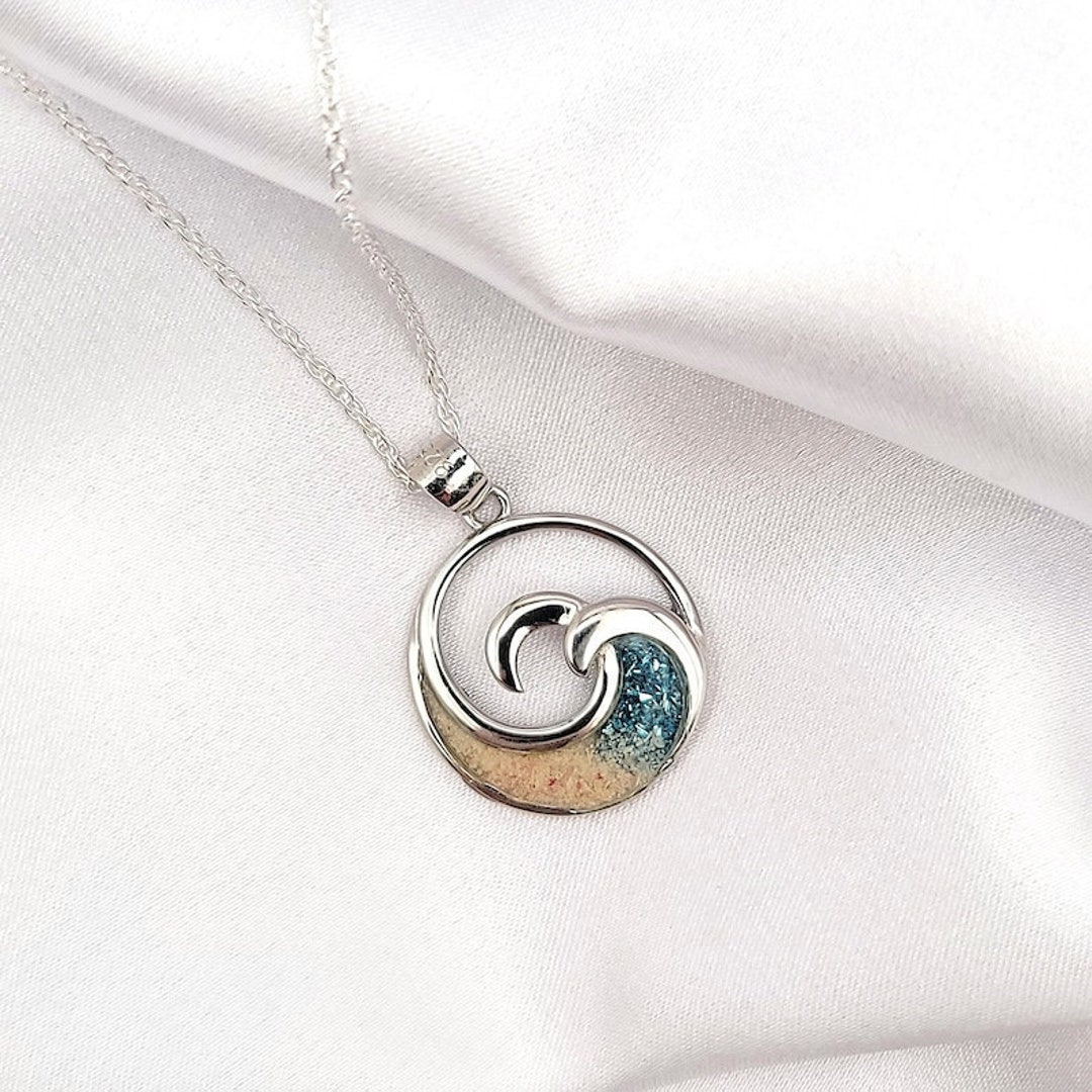 Sterling Silver Wave Necklace: Bahamas Sand Beach Jewelry - Etsy