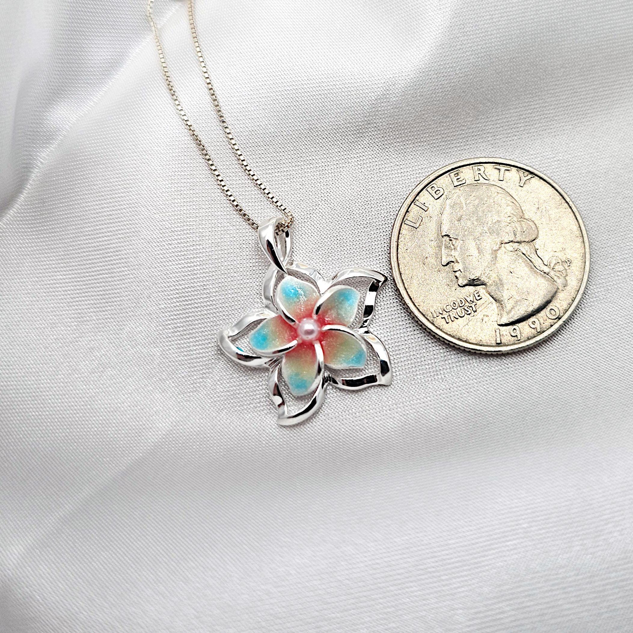 Plumeria Necklace, Hawaiian Jewelry, floral jewelry, 925 sterling silver - Thumbnail 4