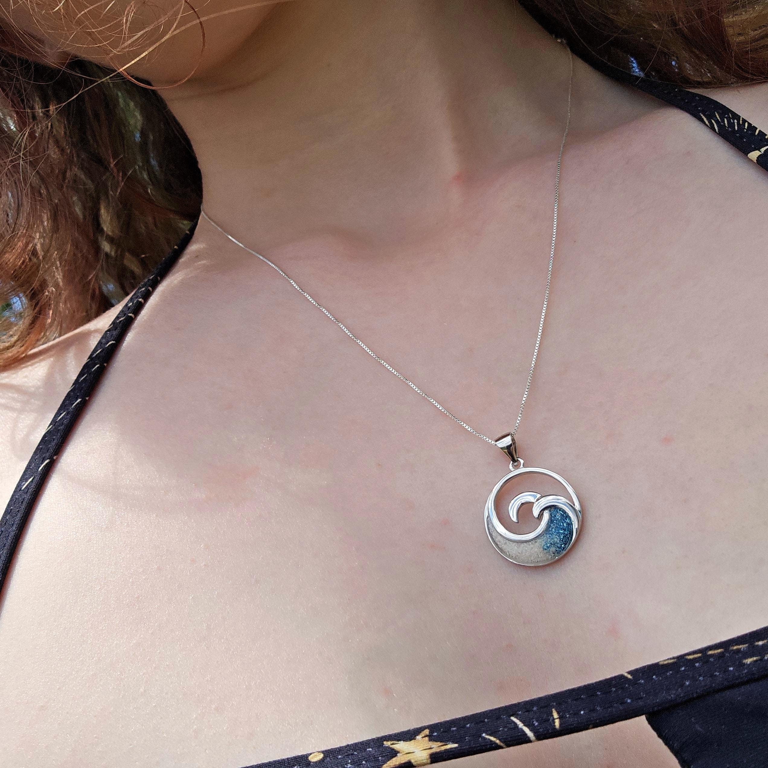 Wave Necklace, Summer Jewelry, Beach Sand Jewelry, Beach Jewelry Gift, 925 Sterling Silver Jewelry - Thumbnail 3