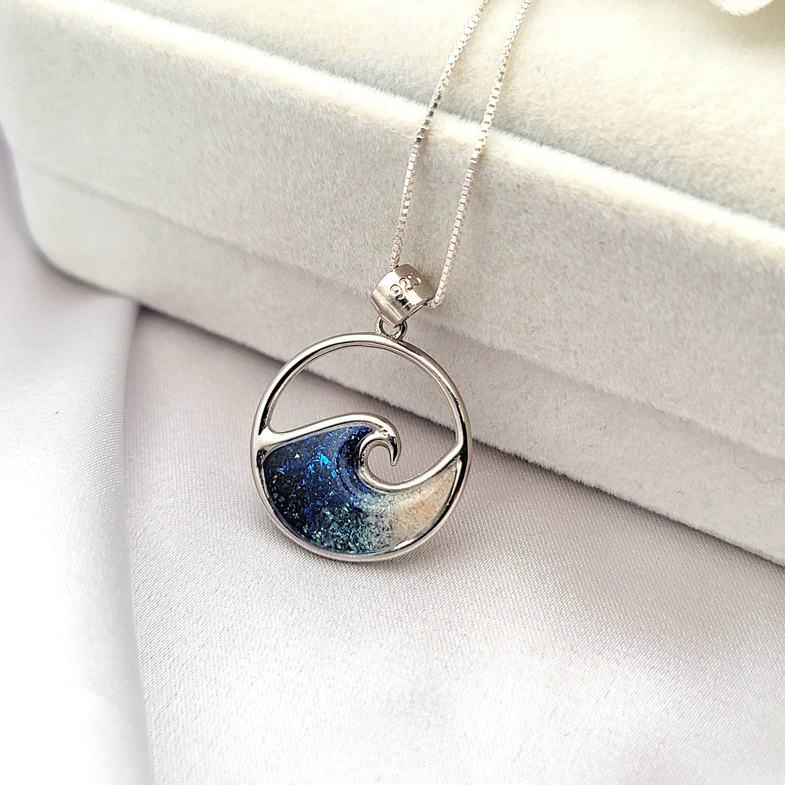 Ocean Wave Necklace, Bahamas Jewelry, Hawaiian Jewelry, Beach Gifts, Gifts For Her, 925 Sterling SIlver - Thumbnail 3