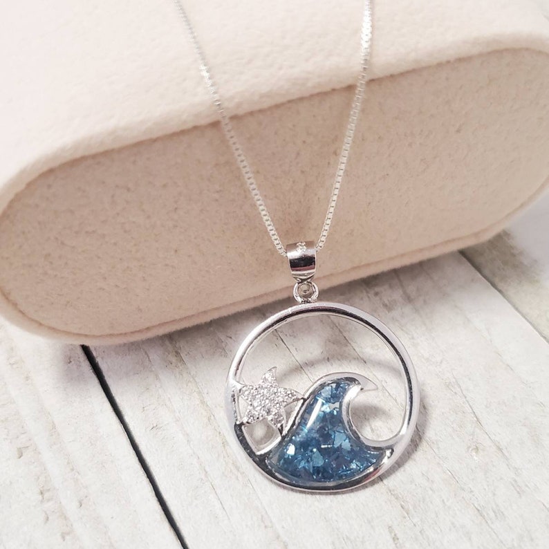 Cubic Zirconia Starfish Necklace Resin Necklace 925 Sterling Silver
