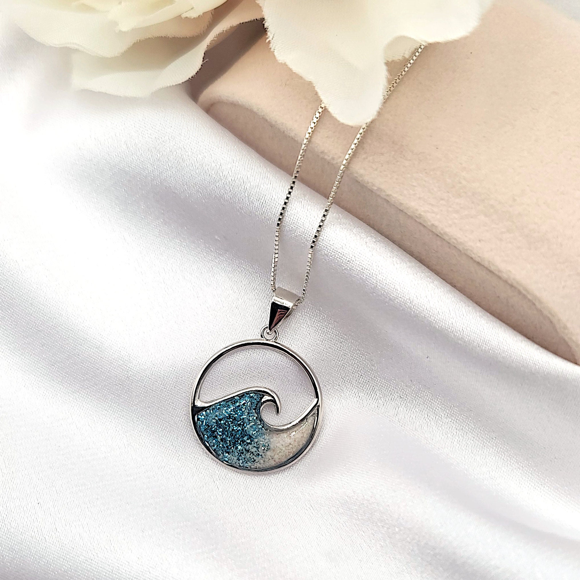 Wave Necklace, Sand Jewelry, Beach Jewelry, Beach Gift, 925 Sterling Silver - Thumbnail 7