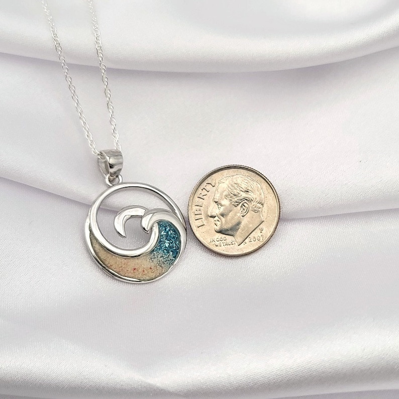 Ocean Wave Necklace, Hawaiian Jewelry, Handmade Jewelry, Gift For Her, Beach Jewelry, 925 Sterling Silver, Handmade Jewelry, Bahamas Sand image 4