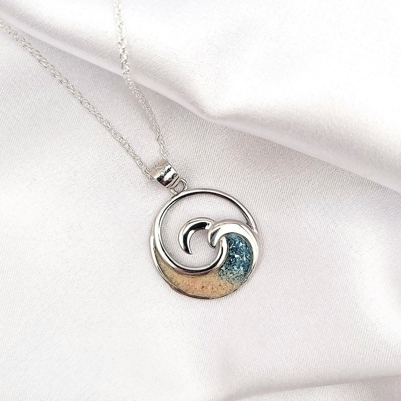 Ocean Wave Necklace, Summer Jewelry, Beach Jewelry, Beach Gifts, Gift for Her, 925 Sterling Silver image 1