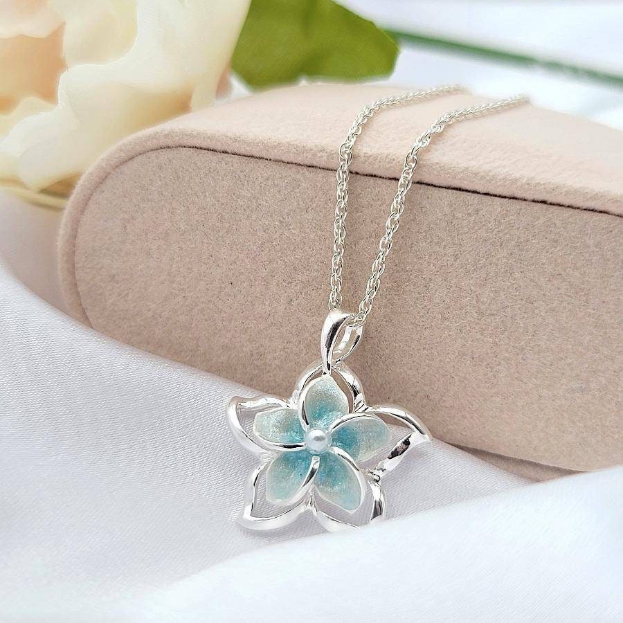 Dainty Flower Necklace, Plumeria Jewelry, Hawaiian Jewelry, Necklaces for Women, 925 Sterling Silver Necklace - Thumbnail 2