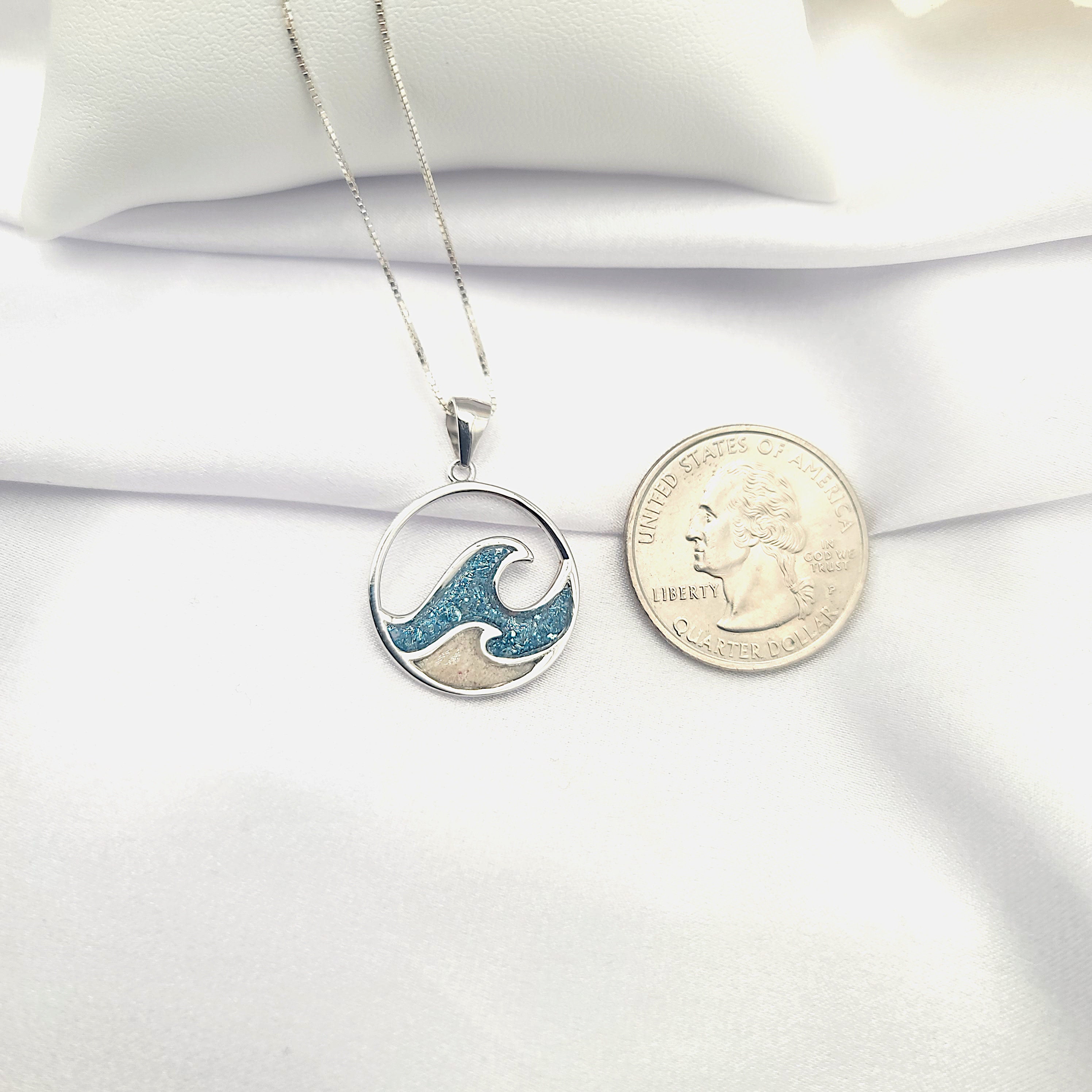 Ocean Wave Necklace, Hawaiian Jewlery, Beach Gifts, Surfer Girl,  925 Sterling Silver - Thumbnail 4
