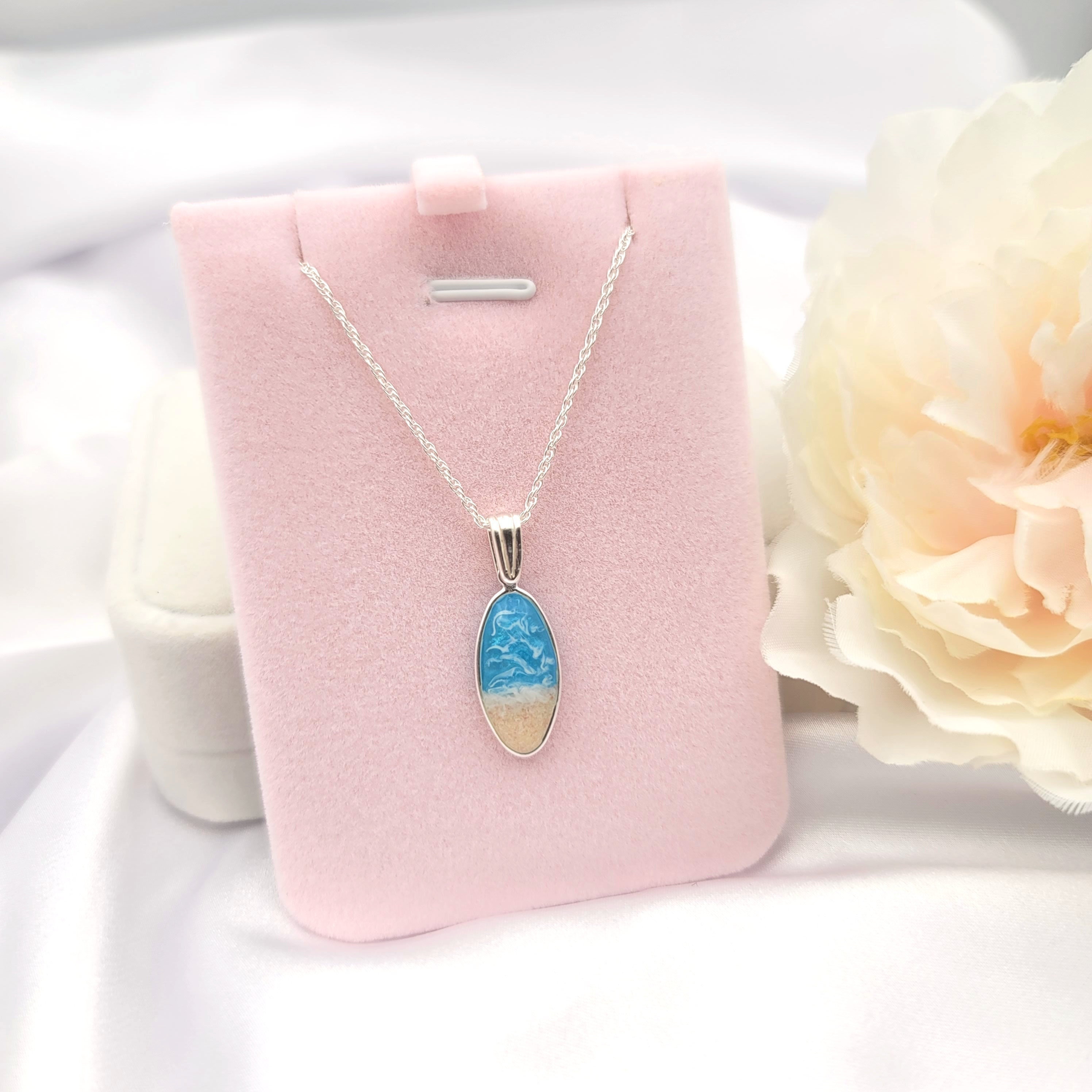 Ocean Necklace, Resin Jewelry, Wave Necklace, Beach Jewelry For Women, 925 Sterling Silver, Beach Gifts - Image 1
