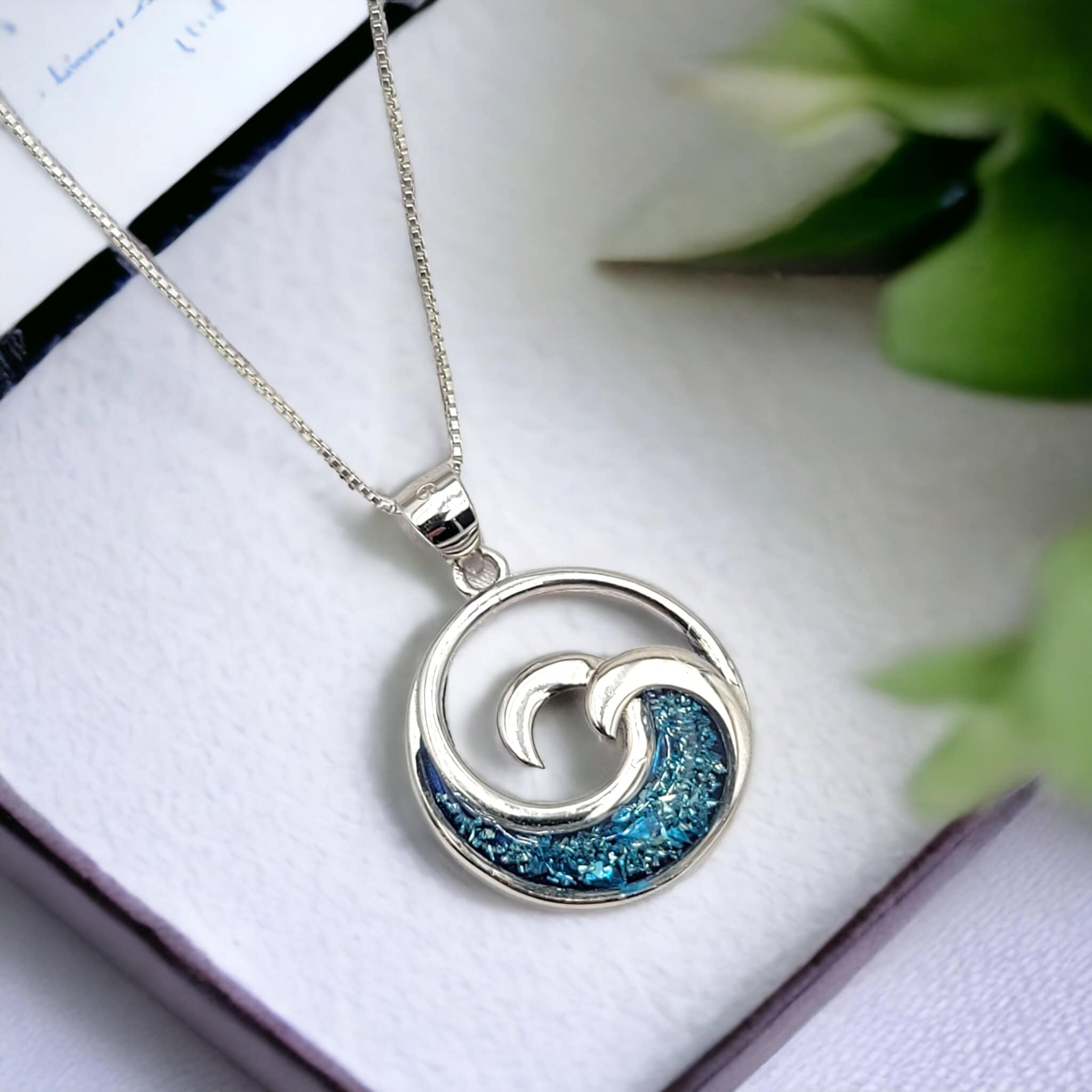 Wave Necklace, Ocean Inspired Jewelry, Hawaiian Jewelry, Beach Gifts, Gift For Her, 925 Sterling Silver - Thumbnail 6