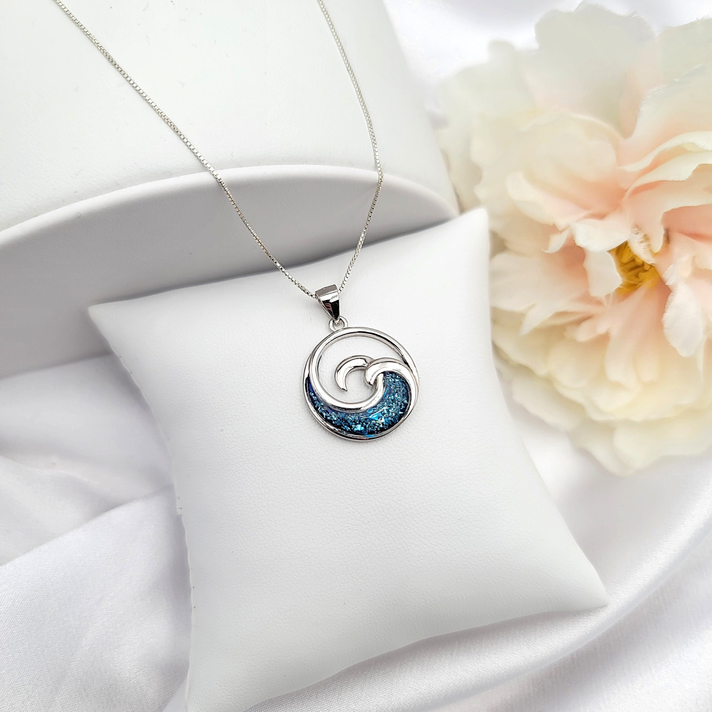 Wave Necklace, Ocean Inspired Jewelry, Hawaiian Jewelry, Beach Gifts, Gift For Her, 925 Sterling Silver - Thumbnail 5