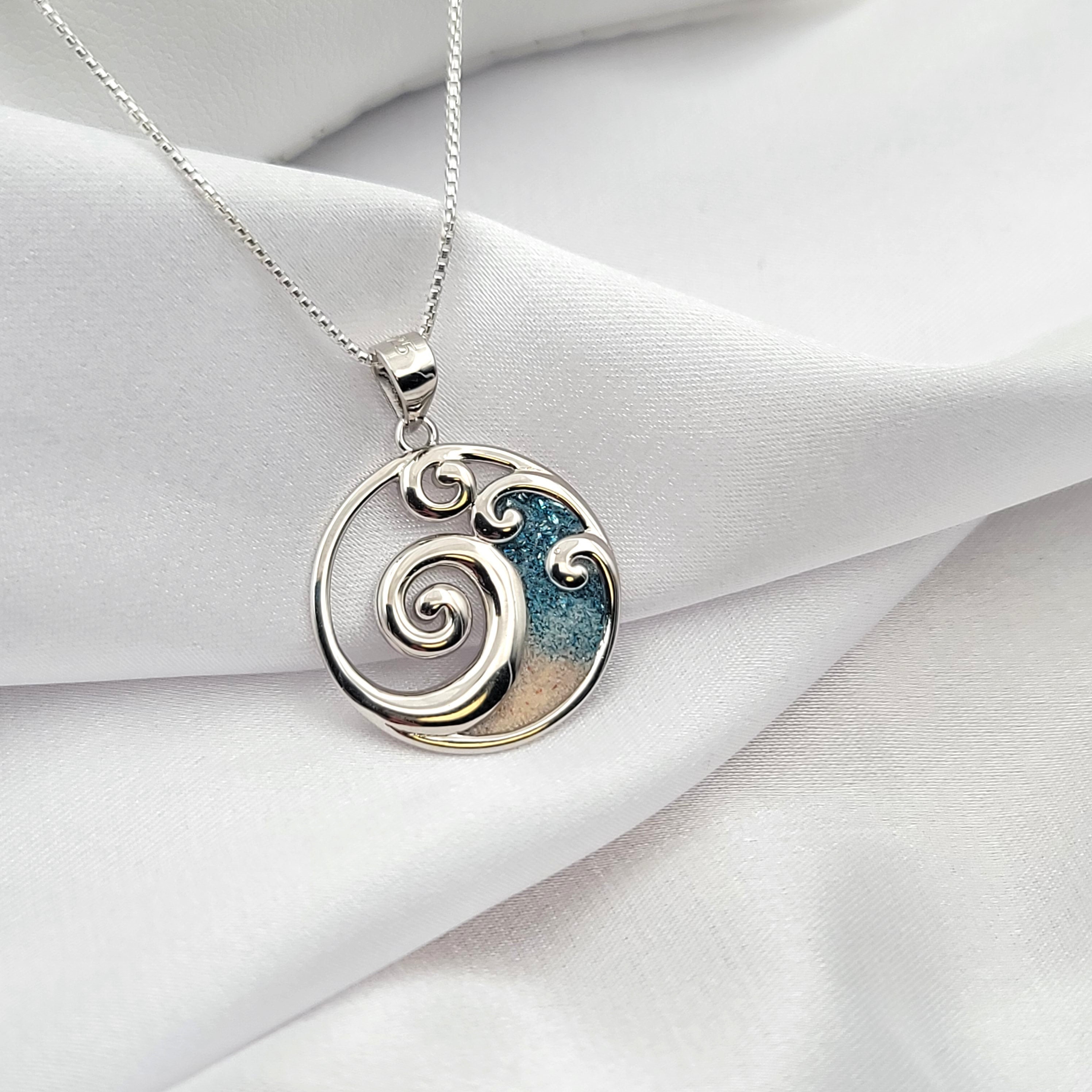 Wave Necklace, Beach Gift, Sand Jewelry, Hawaiian Jewelry, 925 Sterling Silver - Thumbnail 5