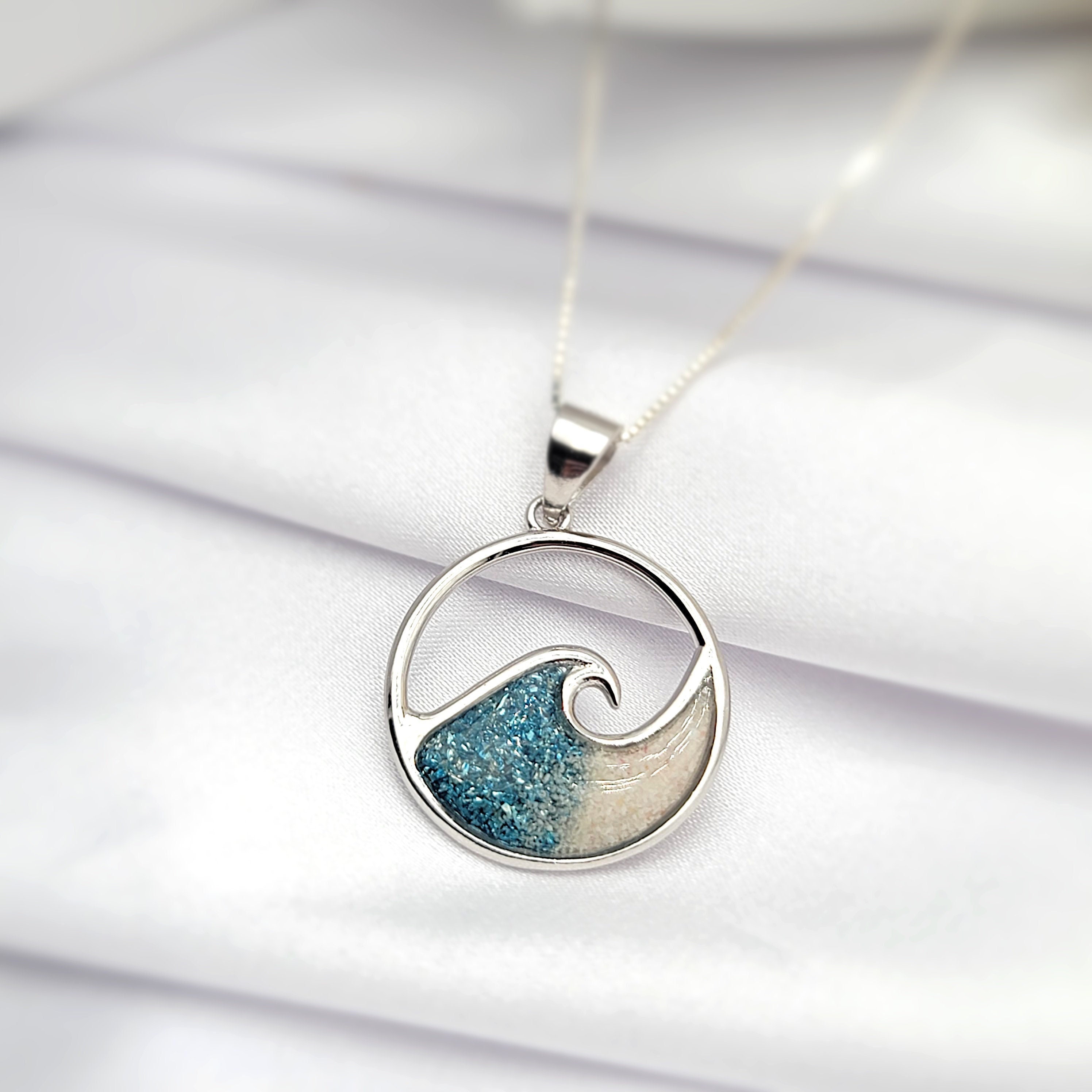Wave Necklace, Sand Jewelry, Beach Jewelry, Beach Gift, 925 Sterling Silver - Thumbnail 3