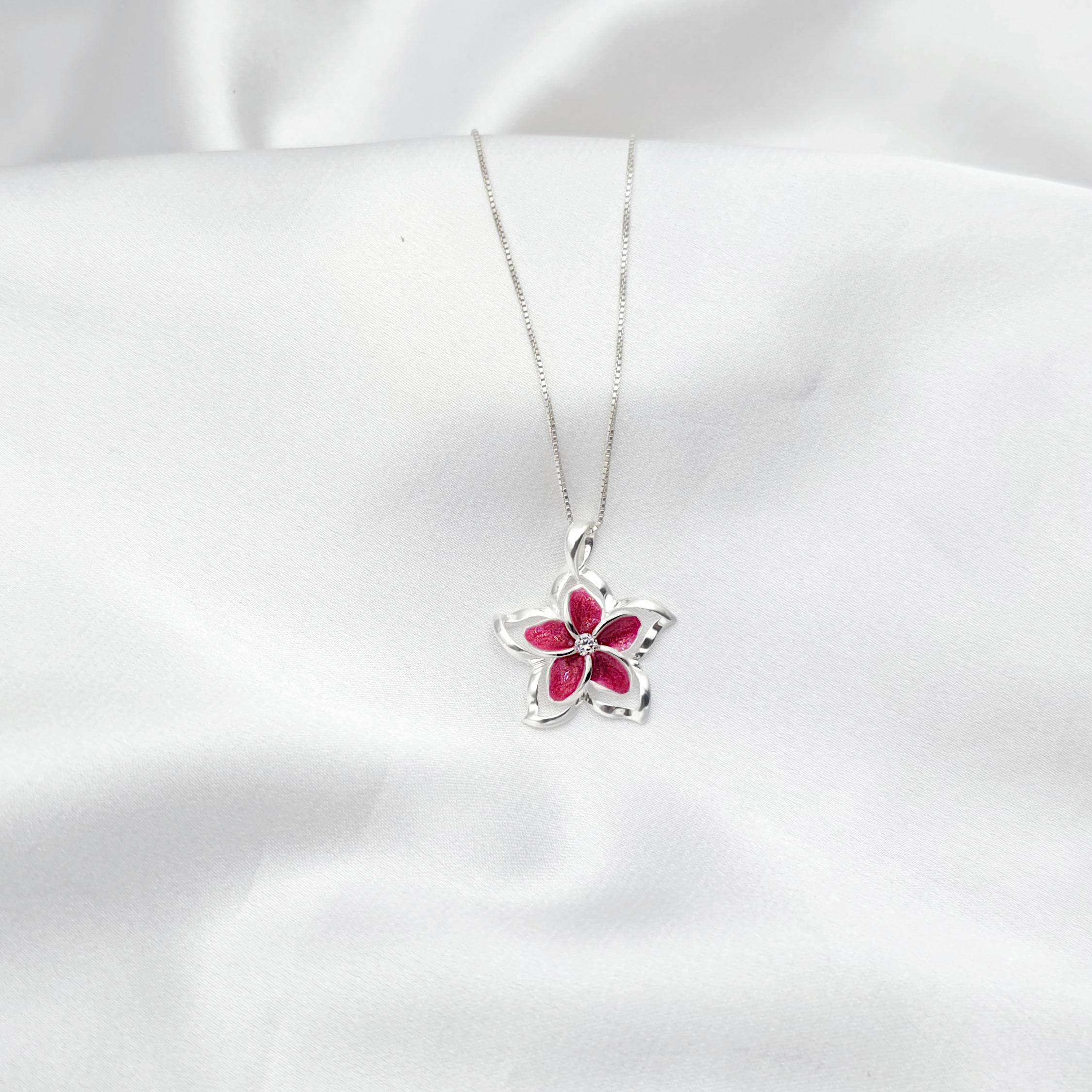 Plumeria Necklace, Christmas Jewelry, Hawaiian Jewelry, Flower Jewelry, 925 sterling silver - Thumbnail 4
