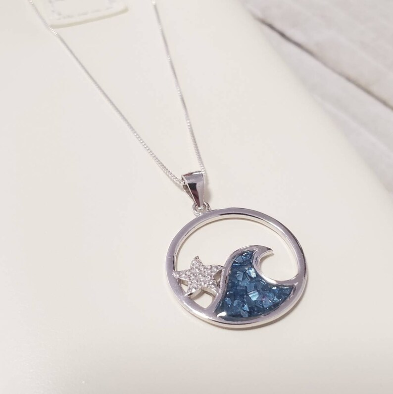 Cubic Zirconia Starfish Necklace Resin Necklace 925 Sterling Silver