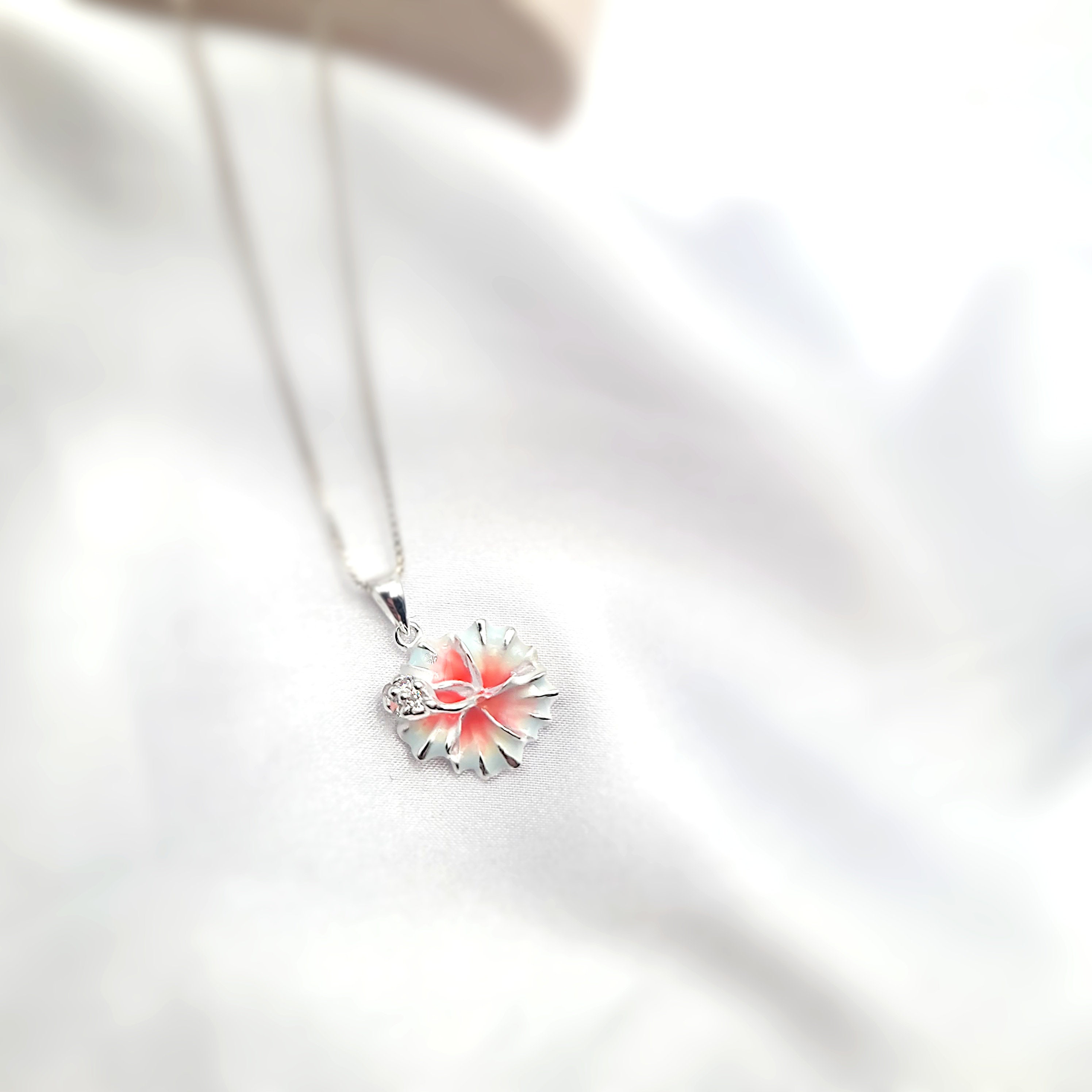 Hibiscus Necklace, Hawaiian Jewelry, Tropical Jewelry, Flower Pendant, 925 sterling silver - Thumbnail 5